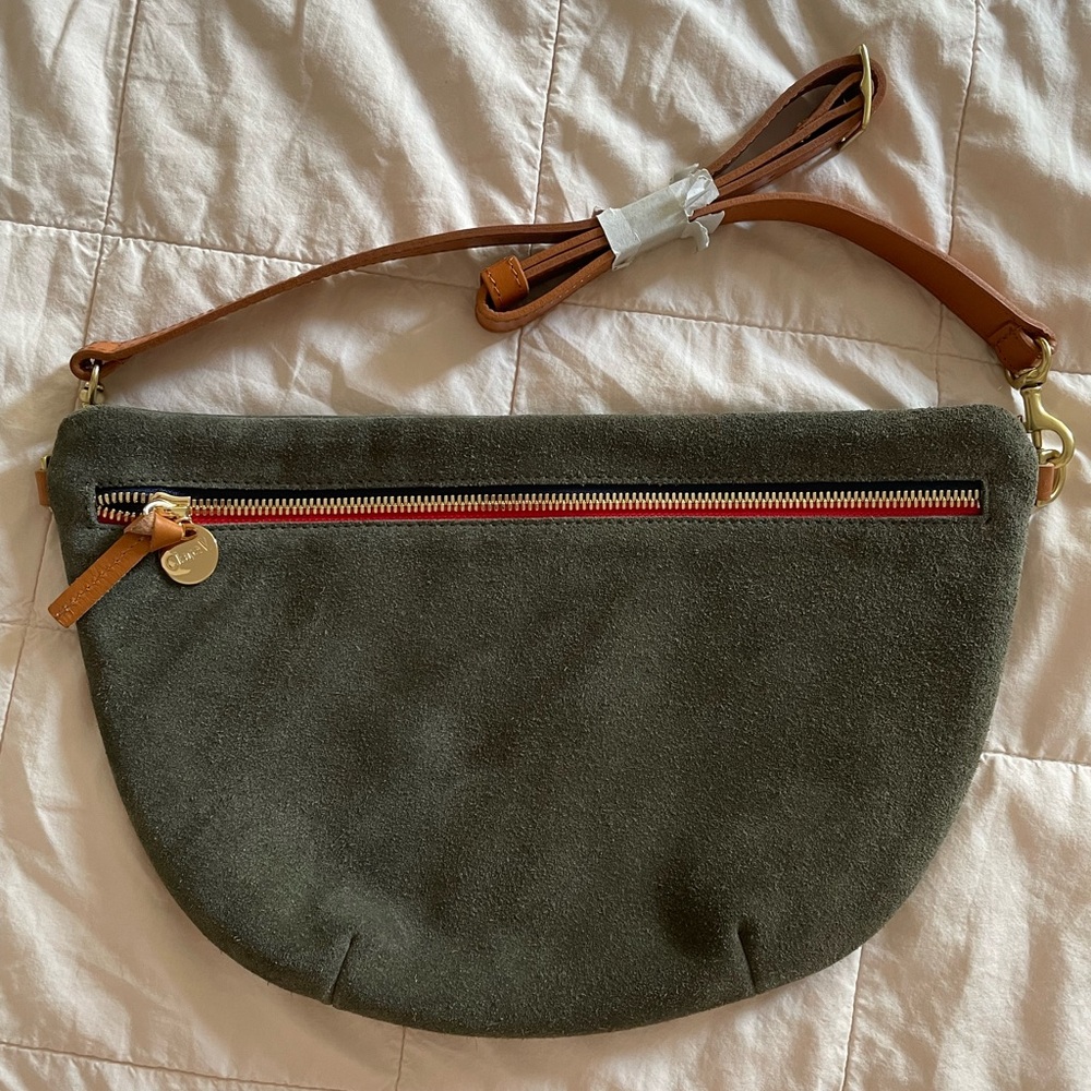 Clare V Grande Fanny, Green Suede